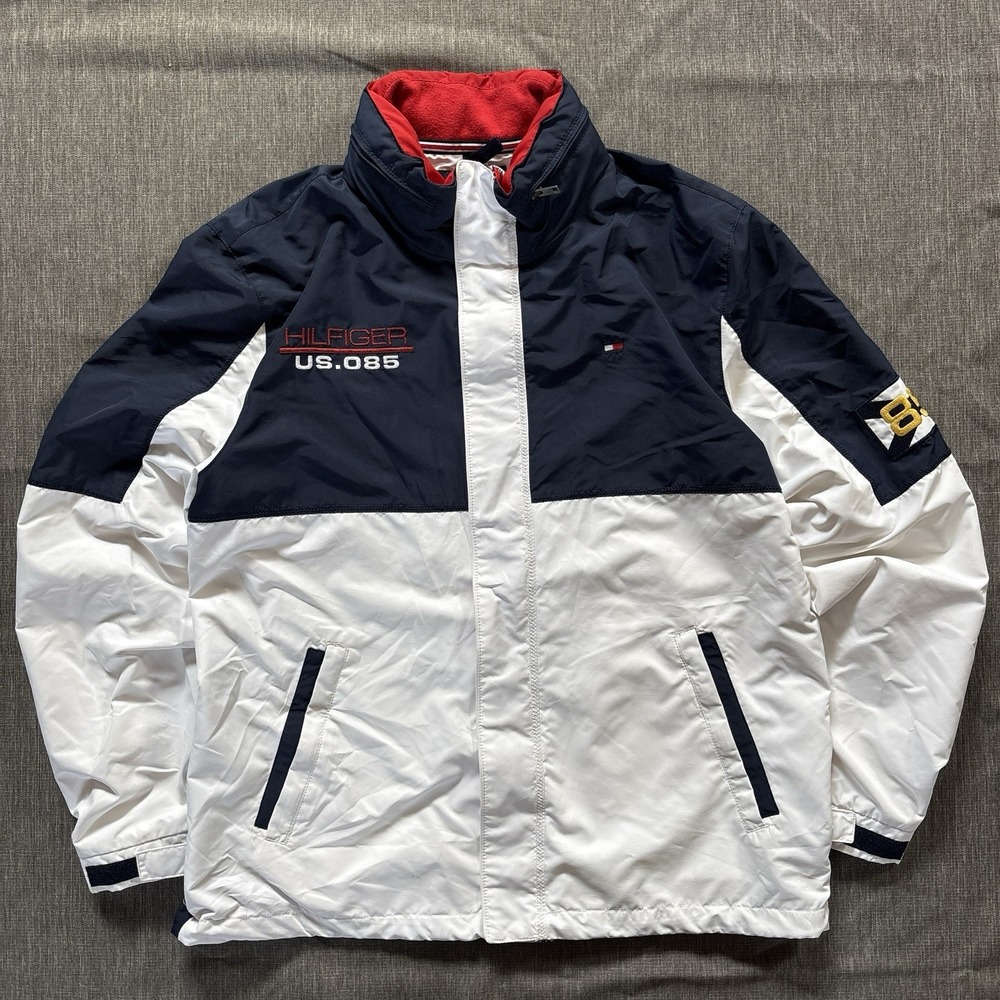 Vintage Tommy Hilfiger Us 085 Navy And White Windbreaker Jacket - XL